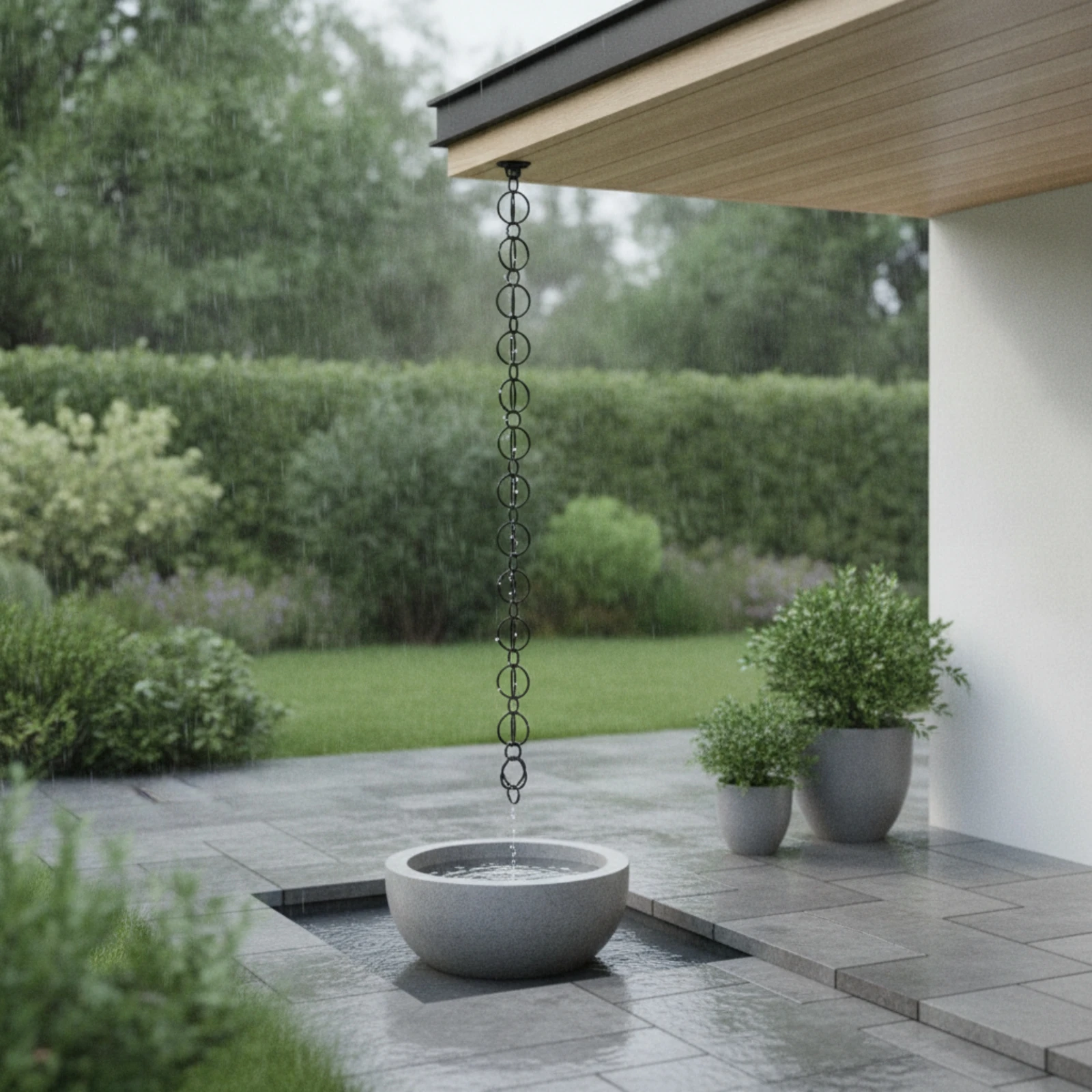 Circular-Style Rain Chain Decorative Rain Chain with Interlocking Rings Drainage Fixture Rust-Resistant Elegant
