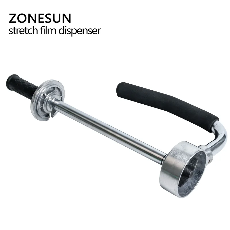 ZONESUN Portable 30-50cm Height Adjustable Stretch Film Wrapping Machine Handheld Dispenser Stainless Steel Pallet Packing Tool