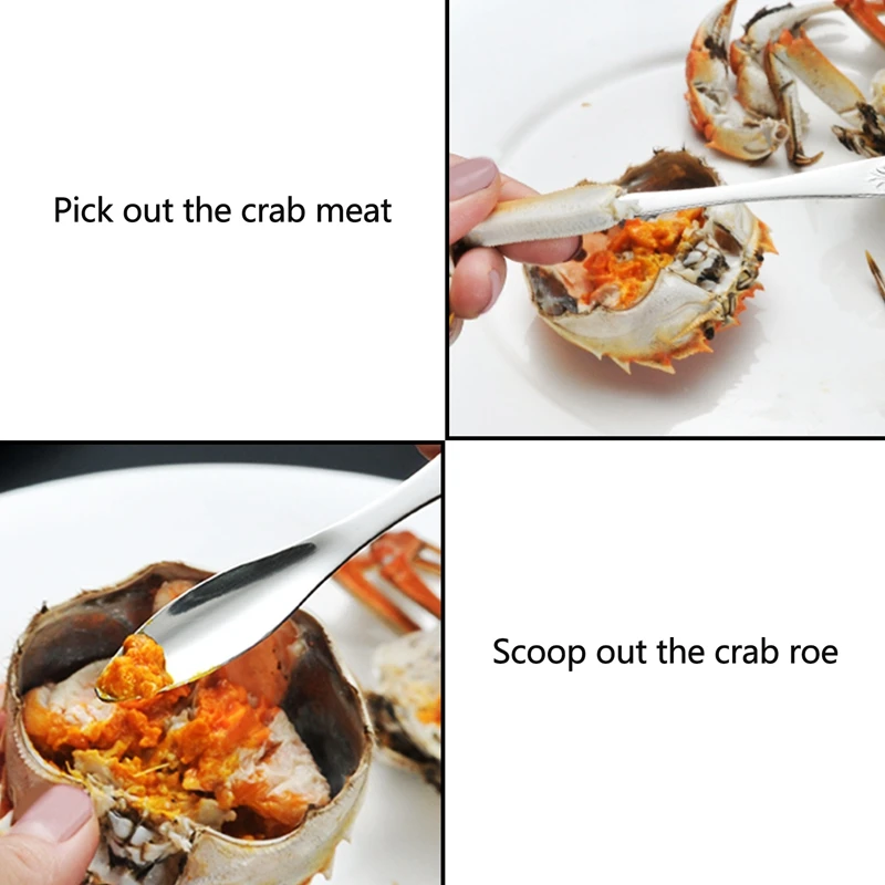 Strumento per frutti di mare granchio cracker Picks cucchiai in acciaio inox buccia di granchio strumento per gamberetti pinza a morsetto per aragosta Clip Pick - 5 pezzi