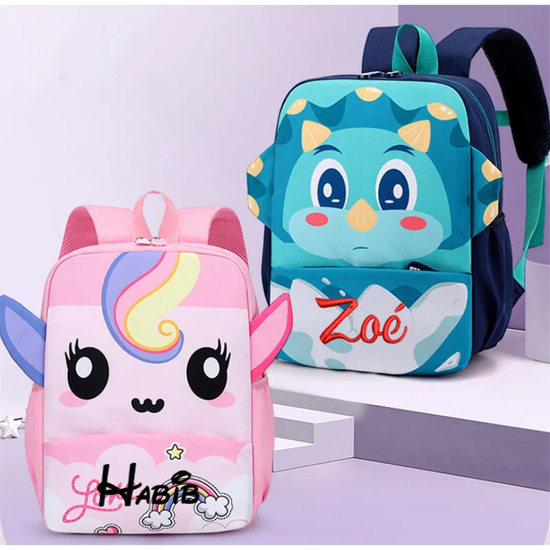 

Unicorn Nylon Backpack Customized Name Children's Bag Student School Bag Kindergarten Opening Gift Embroidered Name