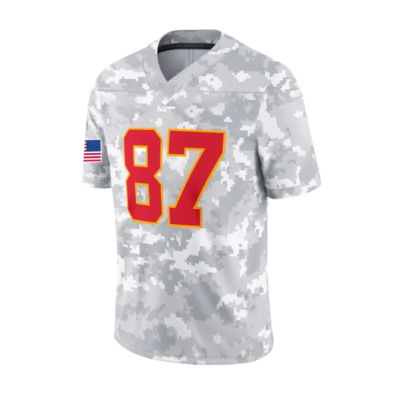 Men's#87 Camo American Football Jersey Kansas City Breathable Chiefs Rugby Uniform Training Exercise Uniform For Men Clothing