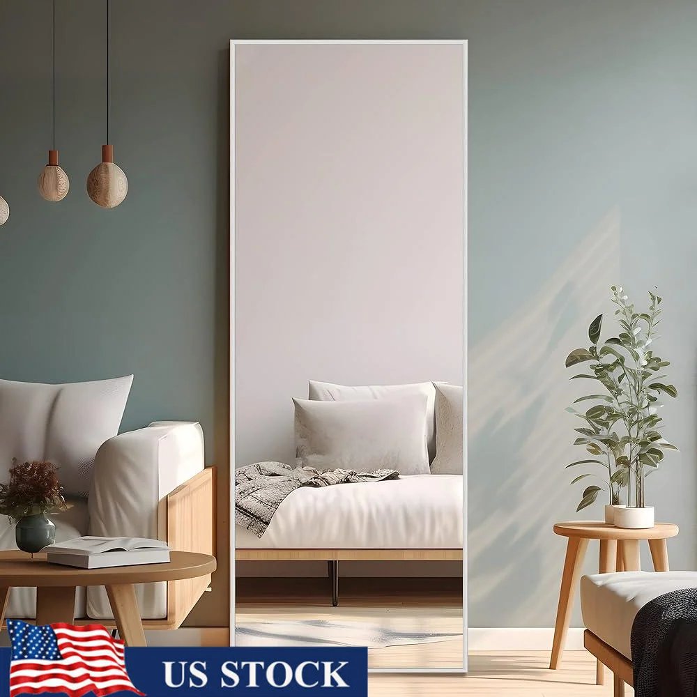 Full Length Floor Mirror Standing Wall Mounted Dressing Mirror Shatterproof Glass Anti Rust Aluminum Frame Bedroom Locker Room