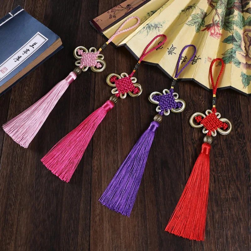 2/5Pcs Chinese Knot Tassels with Beads DIY Craft Tassel Charms for Car Pendant Bag Curtain Bookmark Garment Decor