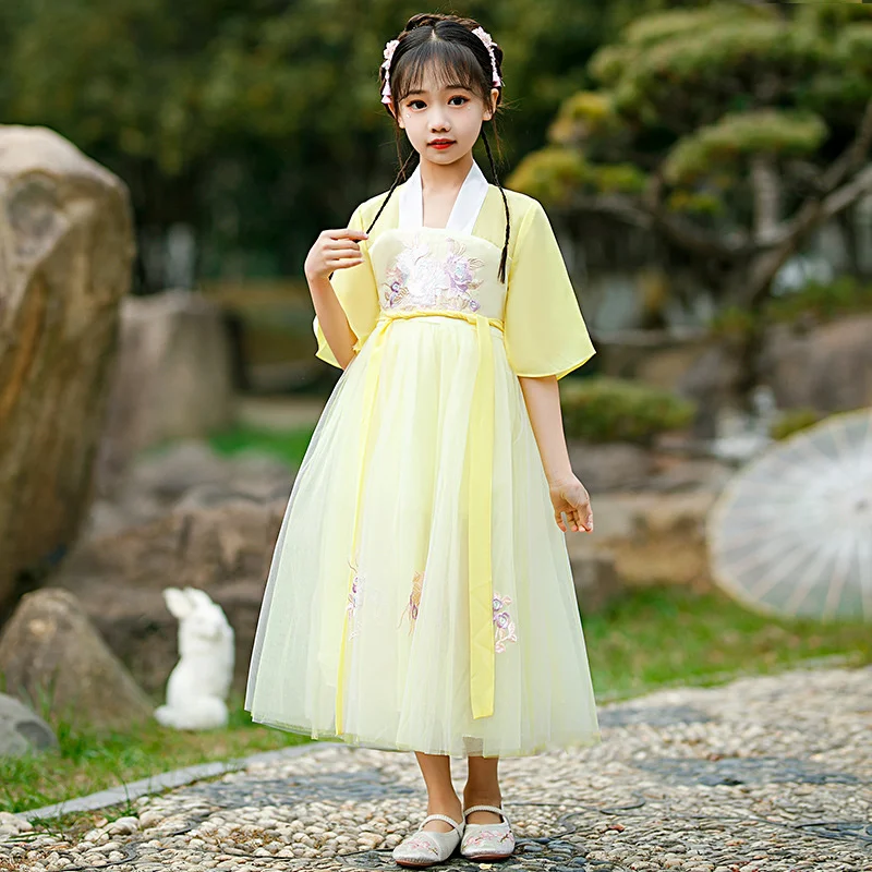 

Children's Hanfu summer new Chinese style Tang dress little girl super fairy ancient dress princess dress girl summer dress