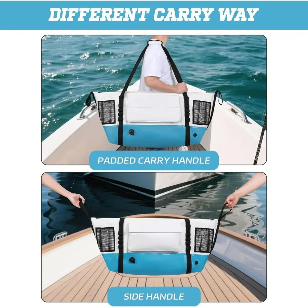 حقيبة تبريد الأسماك المعزولة مع قاع مسطح-25x17.5 40x16 60x20 بوصة مقاومة للماء لصيد الأسماك حقيبة تبريد القتل #5