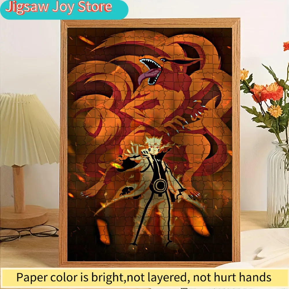 

Наруто Узумаки: Режим Шестипутного Мудреца с пазлом из бумаги Курамы, аниме-пазл с девятихвостым зверем и персонажами, креативный.