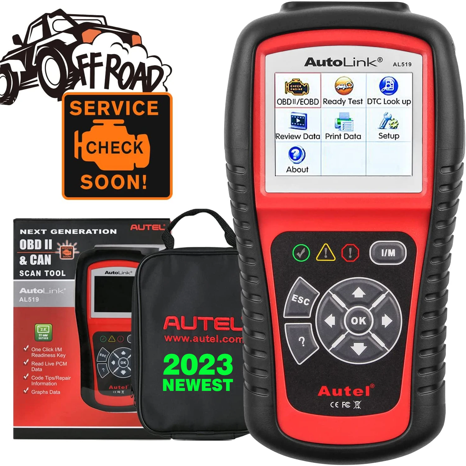 Autel AutoLink AL519 Full OBD2 Scanner All 10 modes OBDII/EOBD Car Diagnostic Tool One-Click I/M Readiness Key PK CR3001 & KW310