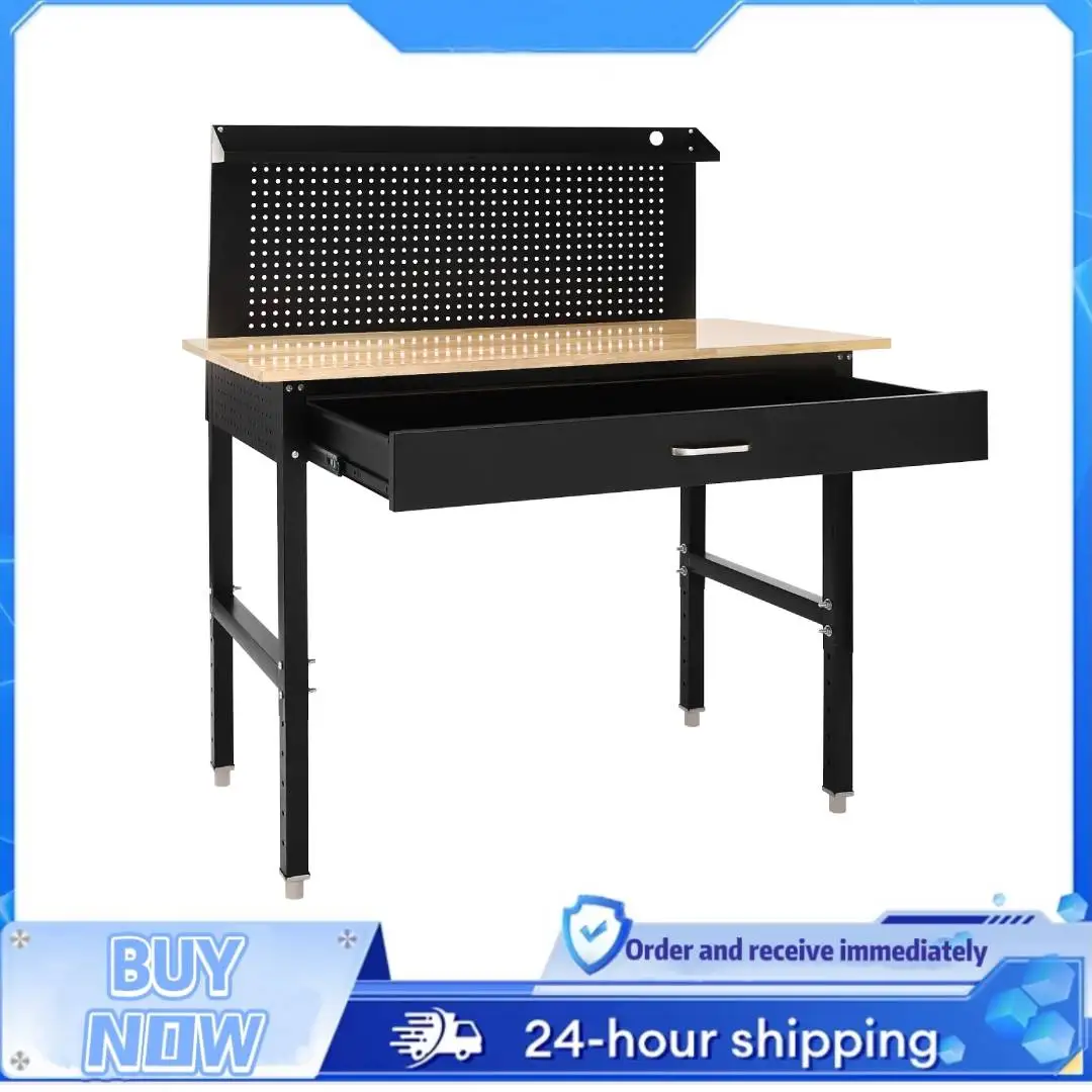 

Рабочий стол с регулировкой высоты в 7 положениях, 26-35,43 дюйма, для гаража, нагрузка до 2000 фунтов, сверхпрочный, с перфорированной панелью и выдвижным ящиком