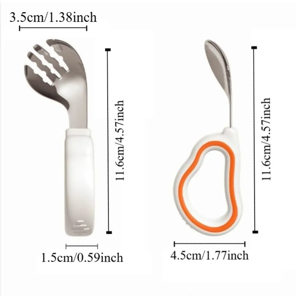 Silicone Baby Fork and Spoon Set 316 Stainless Steel Self Feeding Baby Cutlery Safe with Storage Box Child Tableware view 6