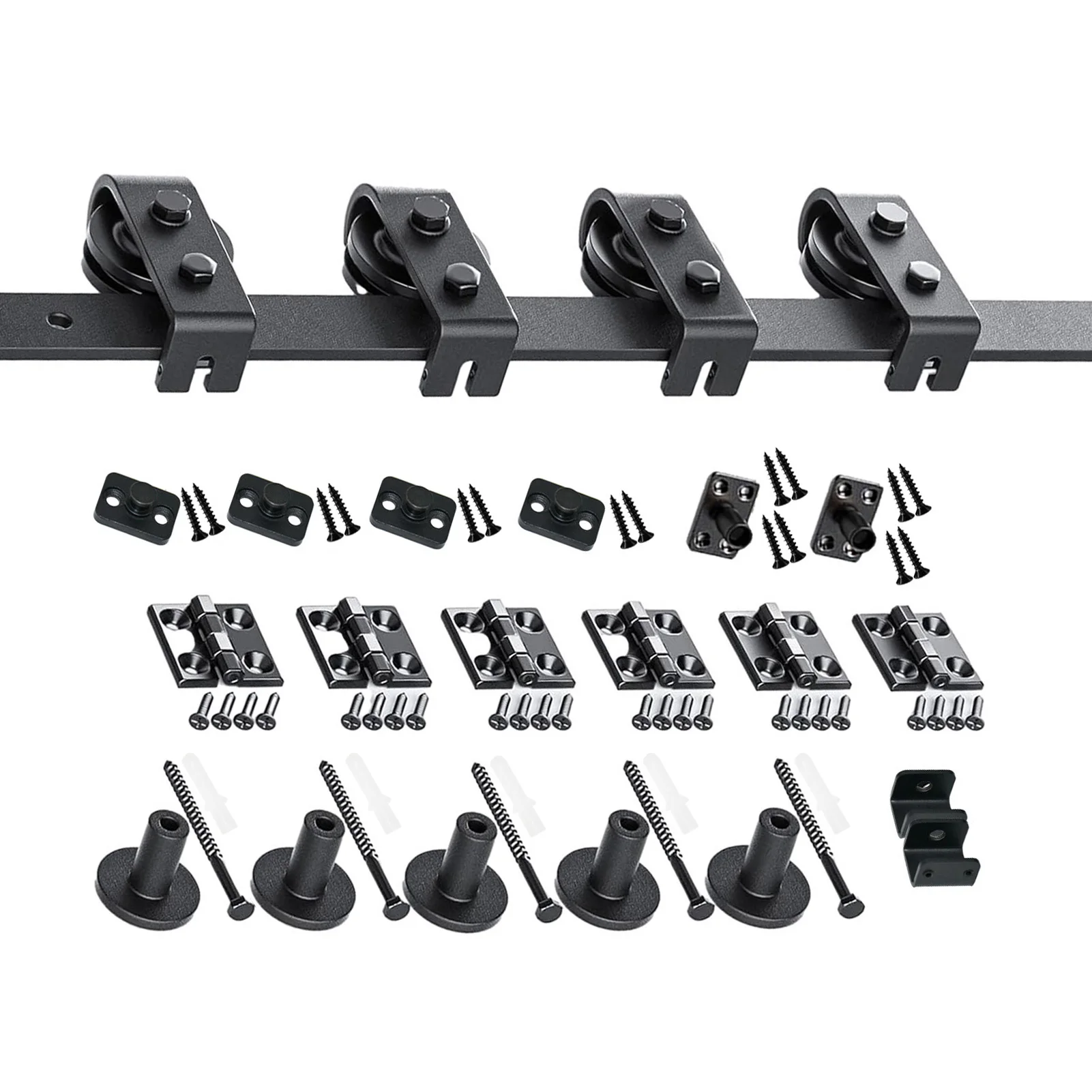

T-Style Sliding Barn Door Hardware Kit, 64" Rail for 60" Door, Adjustable Carbon Steel Door Track System for 4-Doors