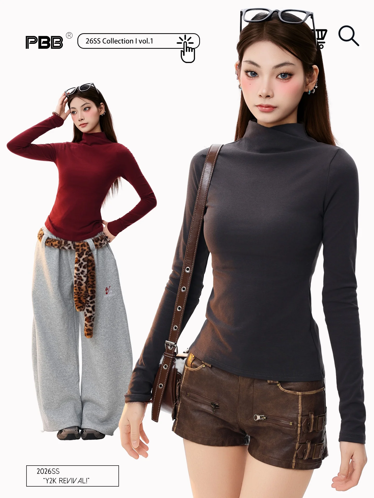 

PBB американская ретро-стойка с воротником-стойкой на талии, длинная футболка Sve, женская базовая футболка, универсальный топ на весну и осень