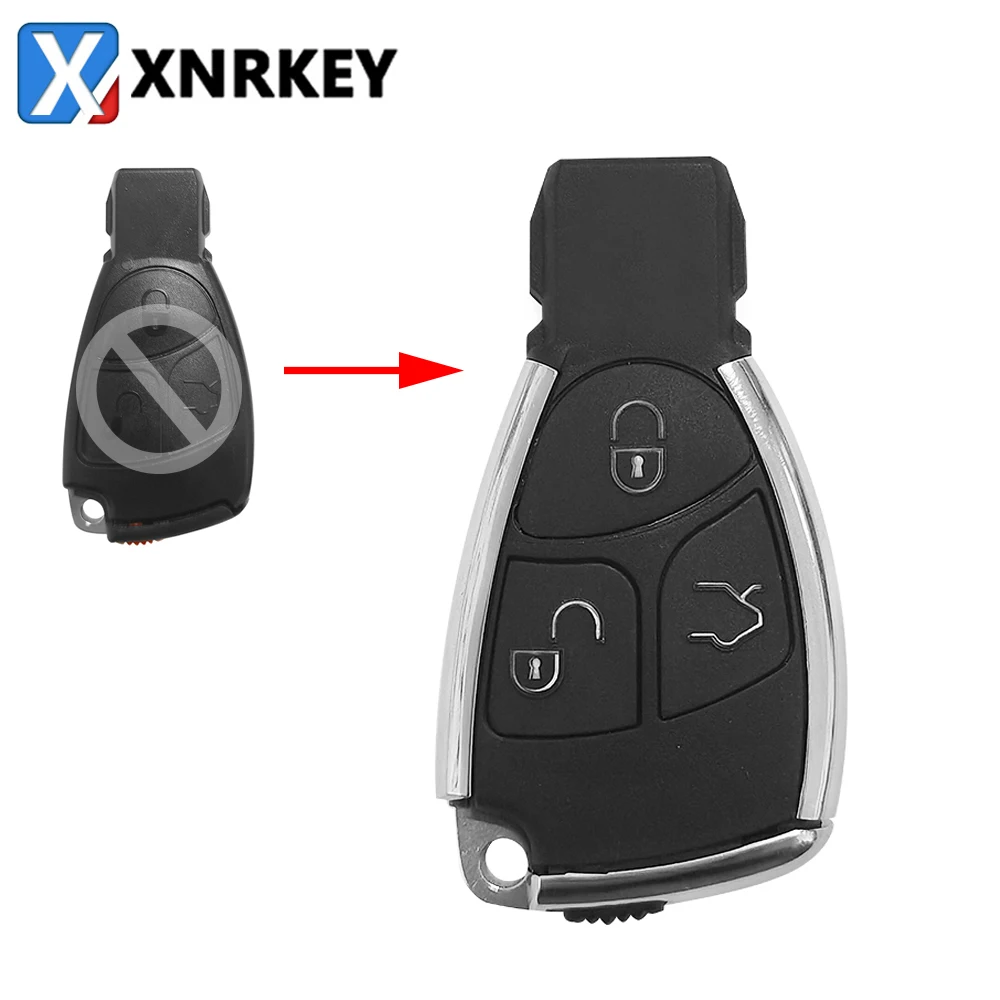 

XNRKEY Modified 3 Button Remote Car Key Shell with Blade for Mercedes Benz Old MB Replacement Key Shell Case Cover with Logo