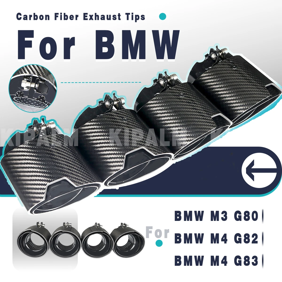 Car Tailpipe Carbon Fiber Exhaust tips for BMW M3  G80 M4 G82 G83 Exhaust System Mulffer Pipes