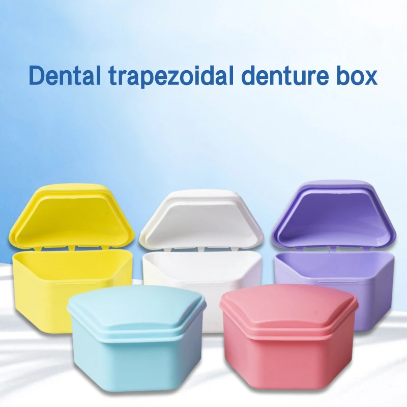 Portable Trapezoid Orthodontic Retainer Box Teeth Oral Denture Dental Storage Case Prosthesis Teeth Container Boxes