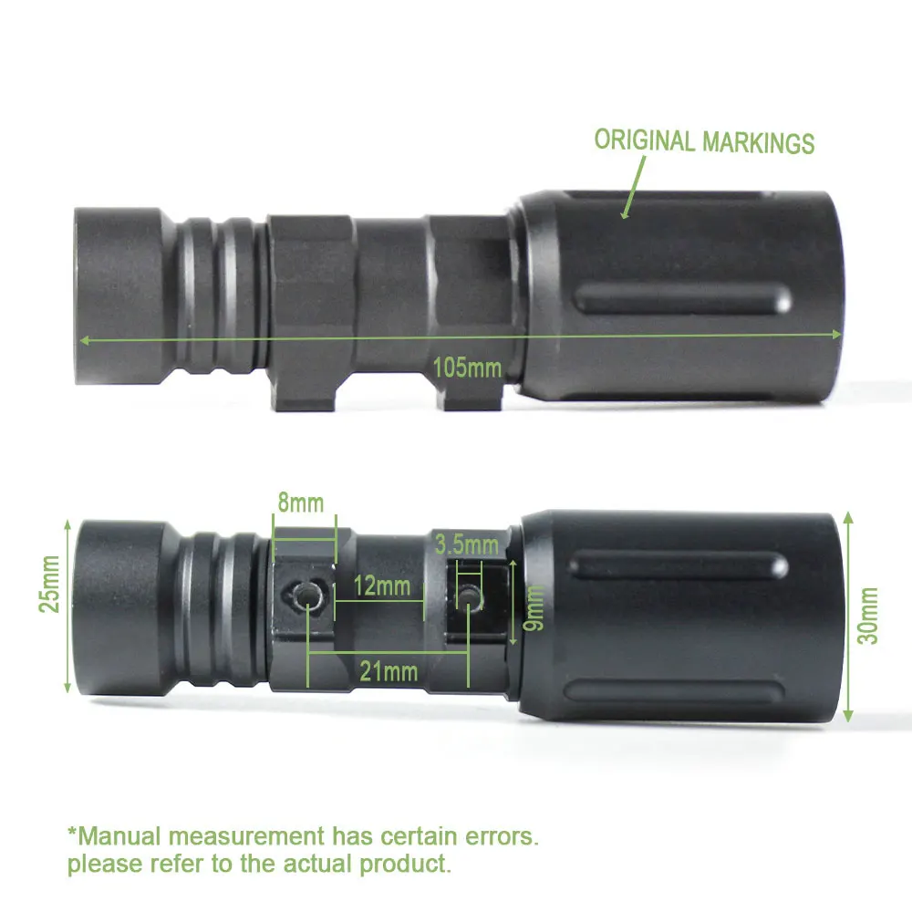 Imagem -02 - Lanterna Tática de Alumínio para Caça Marcações Completas Originais Luz de Arma Okw Pl350 18350 18650