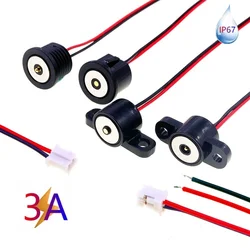 Circular High Current 3A 12V Magnetic Connector Threaded Panel Mount Holes Self-Locking Waterproof Terminals Charging Wire PH2.0