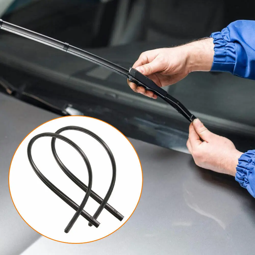 

2Pcs High Quality Boneless Frameless Rubber 26 Inch 6mm Car Bus Silicone Universal Frameless Windshield Wiper Blade Refill Black