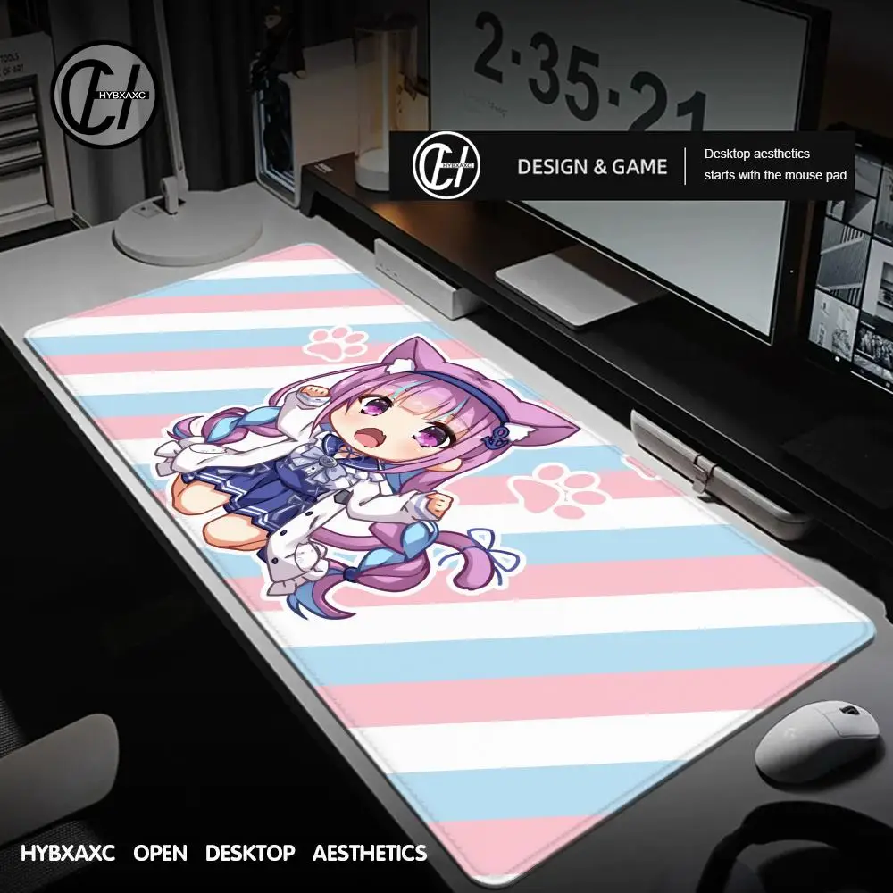 Large Rubber Keyboard Mouse Mat Hololive Minato Aqua Mouse pad With Lock Edge Carpet Anti-slip Gamer Desk Mat HD PC Mousepad