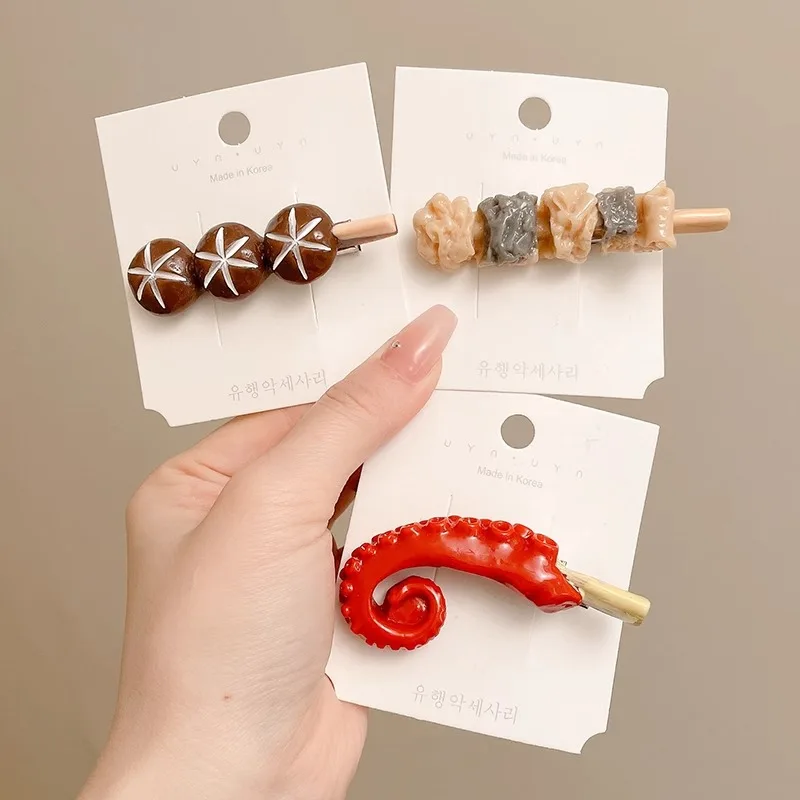 ulated Food Hair Clip New Creative Seafood Accessories Funny Salted Fish Fun Word Clip for Women