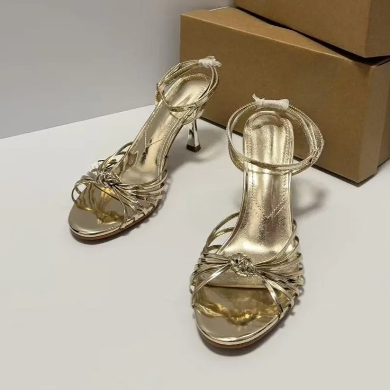 Summer High Heels Women Roman Sandals Open Toe Vintage Twisted Knot Ankle Strap Party Wedding Evening Date Ladies Dress Shoes image 3