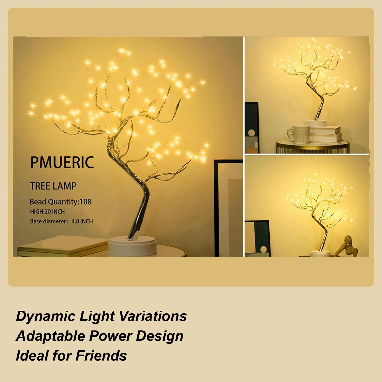 

Fairy Tree Lamp 20Inch Aesthetic DIY Multi-Mode 108 LED Twinkle Bonsai Tree Fairy Light For Home Office Apartment Study Bedroom