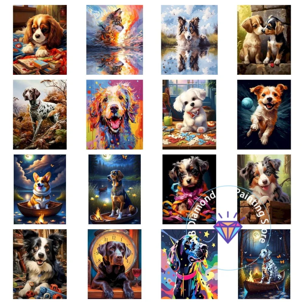 

Dog Animal AB Diamond Painting Kit Square Round Diamond 5D DIY Mosaic Handmade Art Adult Exquisite Gift Crafts Home Decor