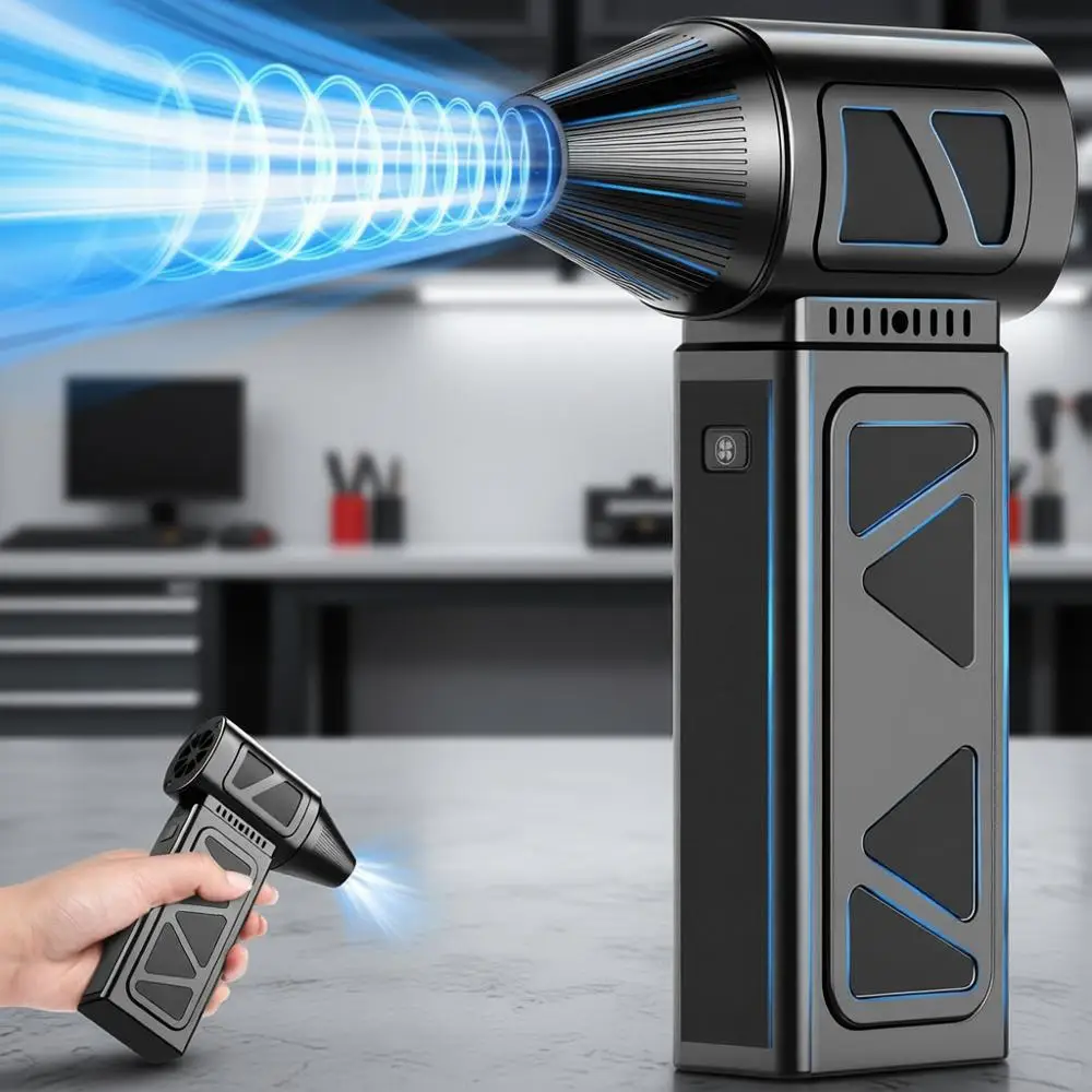

Rechargeable Electric Air Duster with Brushless Motor, 5-Gear Cordless Air Blower Turbo for PC, Keyboard, Car, Outdoor