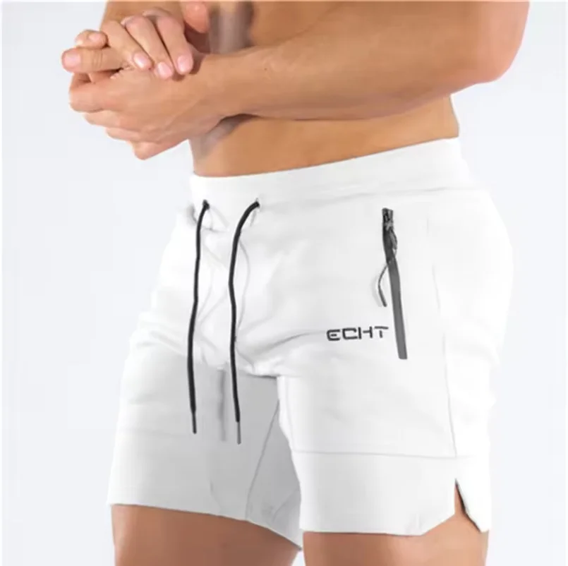 

Мужские спортивные шорты с карманами на молнии, летние шорты для фитнеса и бега, мужские джоггеры из сетчатой ткани, шорты для тренировок и пляжного спорта.