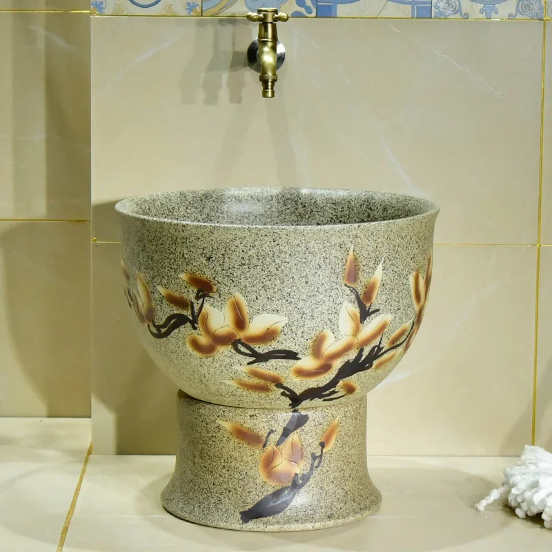 

Floor One-Piece Large Size Wash Mop Pool Balcony Art Integrated Outdoor Courtyard Garden Mop Basin