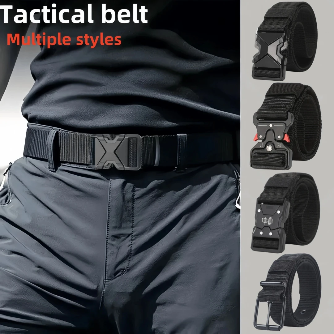 New Multiple Styles of Tactical Waist Belts The Men's Buckle Belt Nylon Braided Lightweight Breathable Daily Commuter Men's Belt