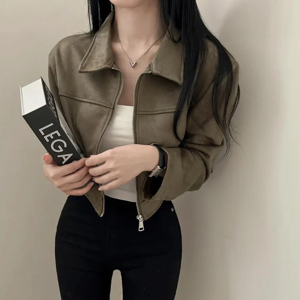 Chic ort da donna in pelle di velluto Jaet autunno inverno vestibilità ampia versatile design snellente unico Sle Faionable Top