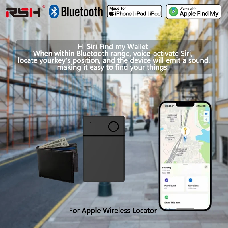 For Apple Smart Locator GPS Tracker Positioning Tag Luggage Passport Wallet Bluetooth Anti-loss Card Device Works With Find My