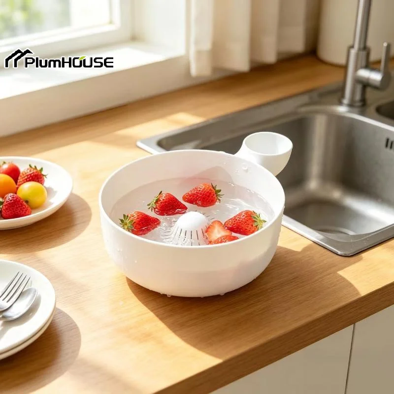 1PC Swirling Berry Washing Bowl, Self-Spinning Fruit & Vegetable Washer With Drain 360° Vortex Cleaning Kitchen Colander Tool