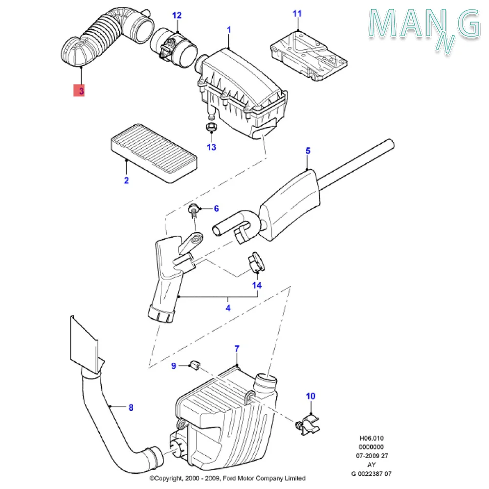 1S719C623AH air Intake Hose Pipe for ford mondeo mk3 2004-2007 1.8