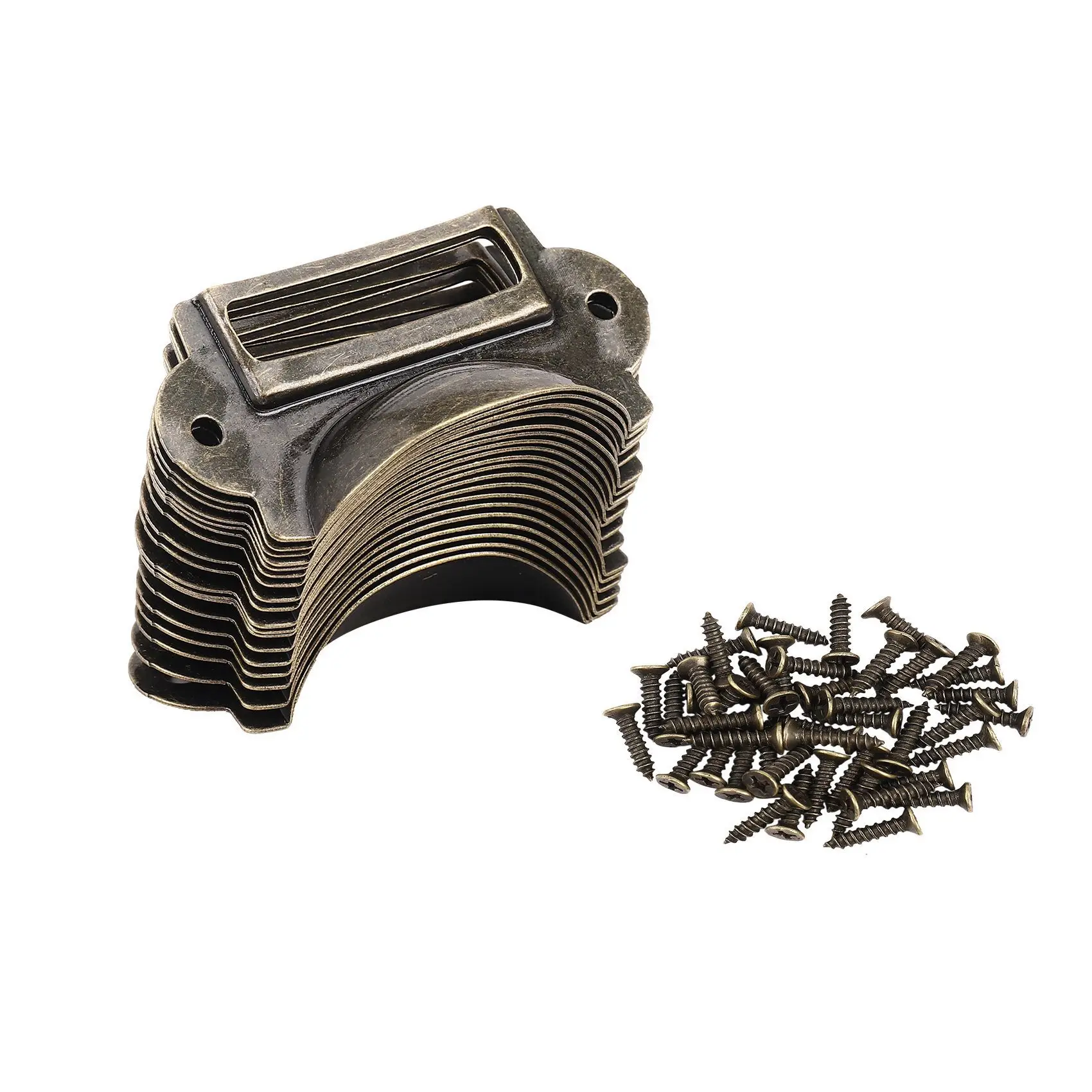 Hot Trend-80PCS File Name Card File Cabinet Handles Label Holder Antique Bronze Drawer Label Pull Cabinet Frame Handle File Name