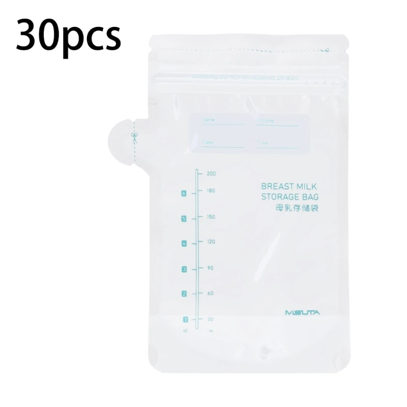 Sacos de armazenamento de leite materno, Malote infantil, Saco de armazenamento de lanches para bebês, Bolsas de purê auto-alimentadas, 150 200ml, 30Pcs