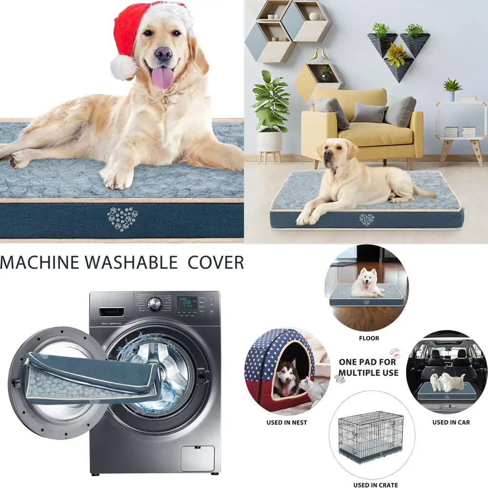 

Водонепроницаемый коврик для ящика для собак, двусторонний (теплый и прохладный), съемный моющийся чехол и водонепроницаемая внутренняя подкладка, матрас для ящика для домашних животных