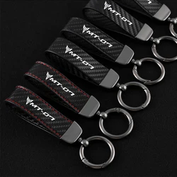 Motorcycle Carbon Fiber Leather Keychain for Yamaha MT01 MT09 MT07 MT10 MT125 MT 01 09 07 03 10 MT-01 MT-10 MT-03 Keychain