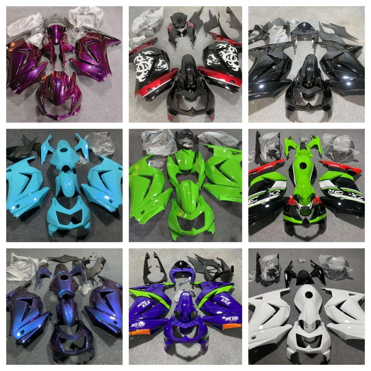 Injection fairings kit for Kawasaki Ninja 250R EX250 2008-2014 sport fairing kits 250R 08-14 black Red, blue, green - afbeelding 2