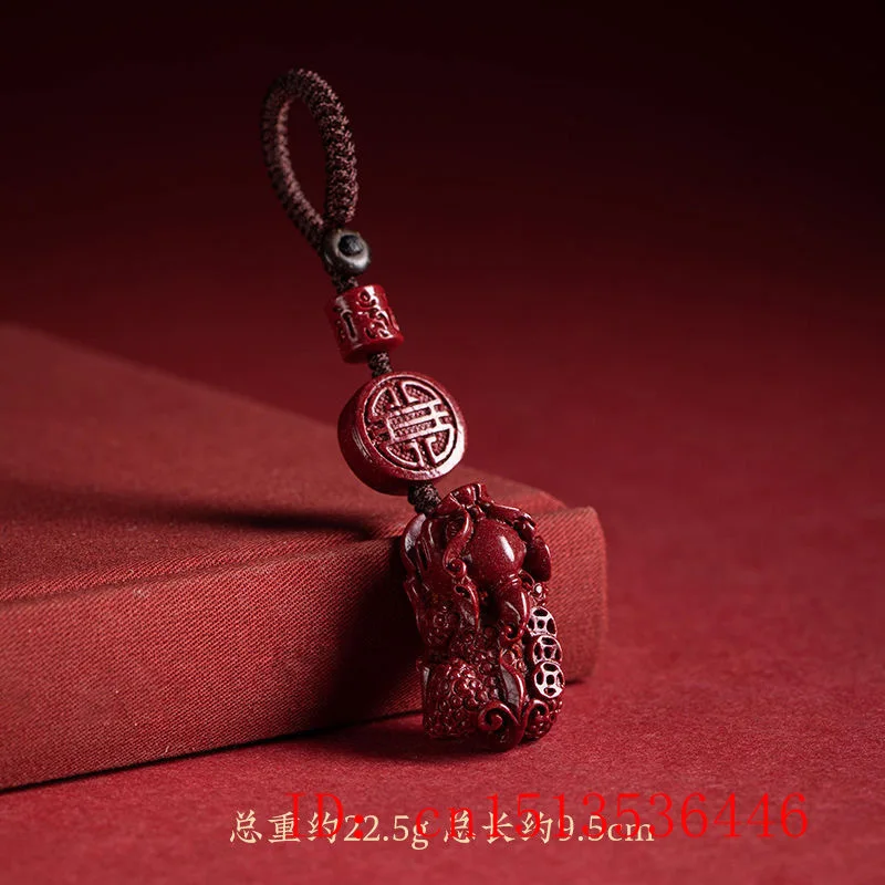 Customized Cinnabar Lotus Pixiu Key Chain Organic Jewellery Carved Fashion Chinese Charm Gifts Amulet Bag Buckle Pendant Red