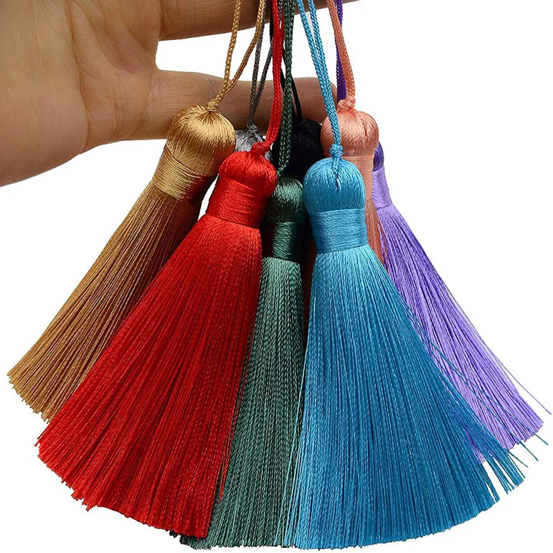 2/4 sztuk 16cm Silk Tassel Chunky frędzle miękkie eleganckie ręcznie jedwabiste Floss frędzle z pętli przewód dla rzemiosła kolczyki...