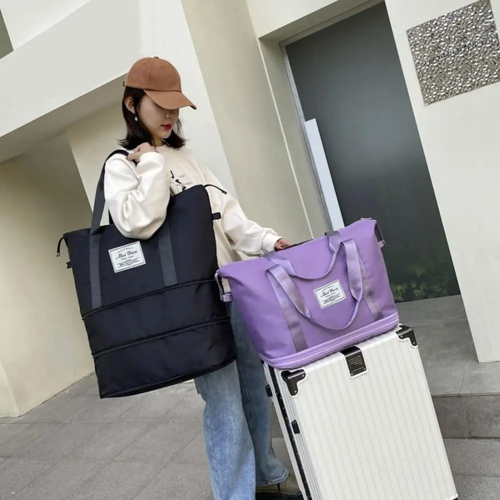 Bolsa de viaje impermeable, bolsa de lona de doble capa con secciones húmedas y secas, cierre de cremallera, diseño plegable para viaje y gimnasio