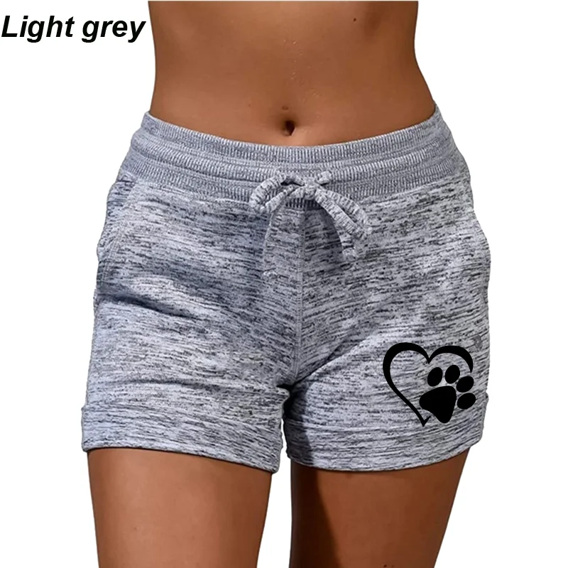 Summer Heart Printed Womens Bottoming Quick-drying Shorts Yoga Pants Casual Sports High Waist Drawstring Stretch Shorts Fitness