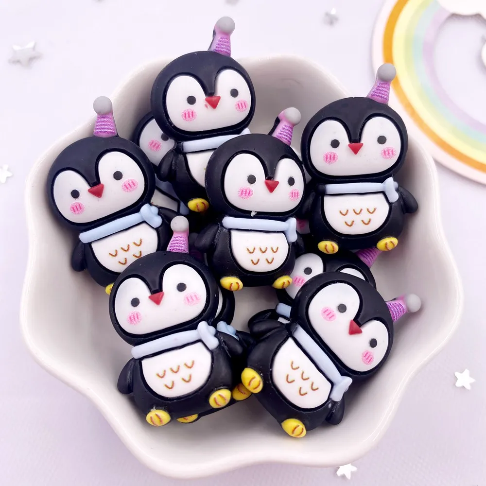 Handbemalte Harz Kawaii bunte Kaninchen Bär Pinguin Dinosaurier Flatback Stein Figur 10PCS Scrapbook DIY Bogen Dekor Handwerk OM4 – Detail 3