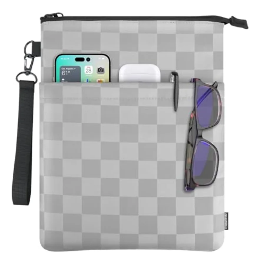 

Book Sleeves with Zipper, Travel Book Protector Pouch for Paperbacks and Hardcover Books, Book Covers Bags Carry Case/Front Poc