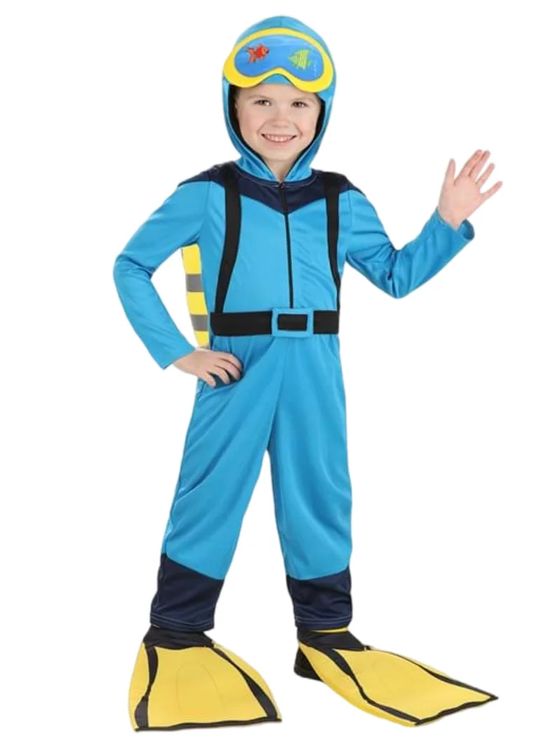 

Halloween Diver Kids Cosplay Costume Jumpsuit Flippers Belt Tank Party Clothes For Boys Girls