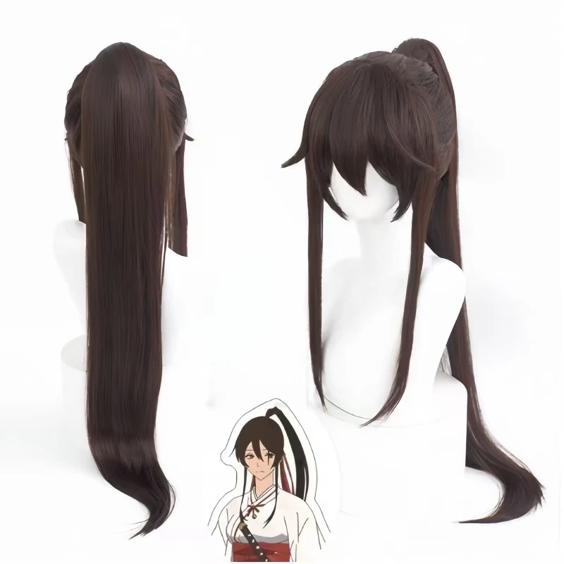 

Anime Jigoku Raku Yamada Asaemon Sagiri cosplay wig Dark Brown Long Sideburns Horsetail Wig Heat Resistant Synthetic Fiber