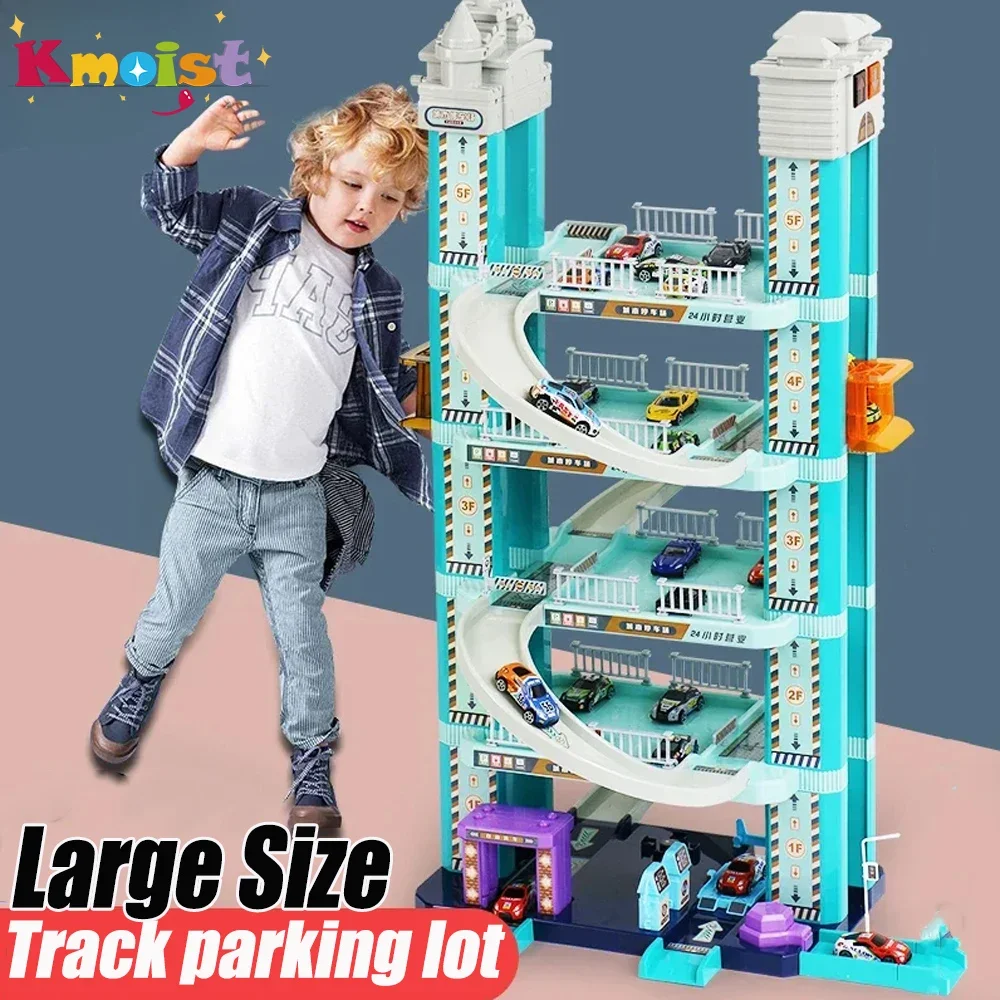 Grande parcheggio Set Macchinine in lega Auto giocattolo Edificio automobilistico Elettronico a sei strati con controllo manuale delle diapositive I bambini giocano con i giocattoli Regali
