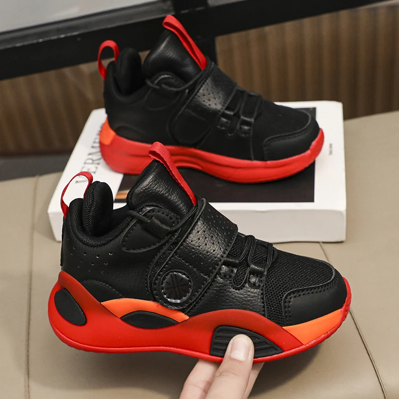 

Hot Selling Children's Basketball Shoes Velcro Sports Shoes Anti Slip Teenage Trainers Fashion Youth Basketball Shoes Boy