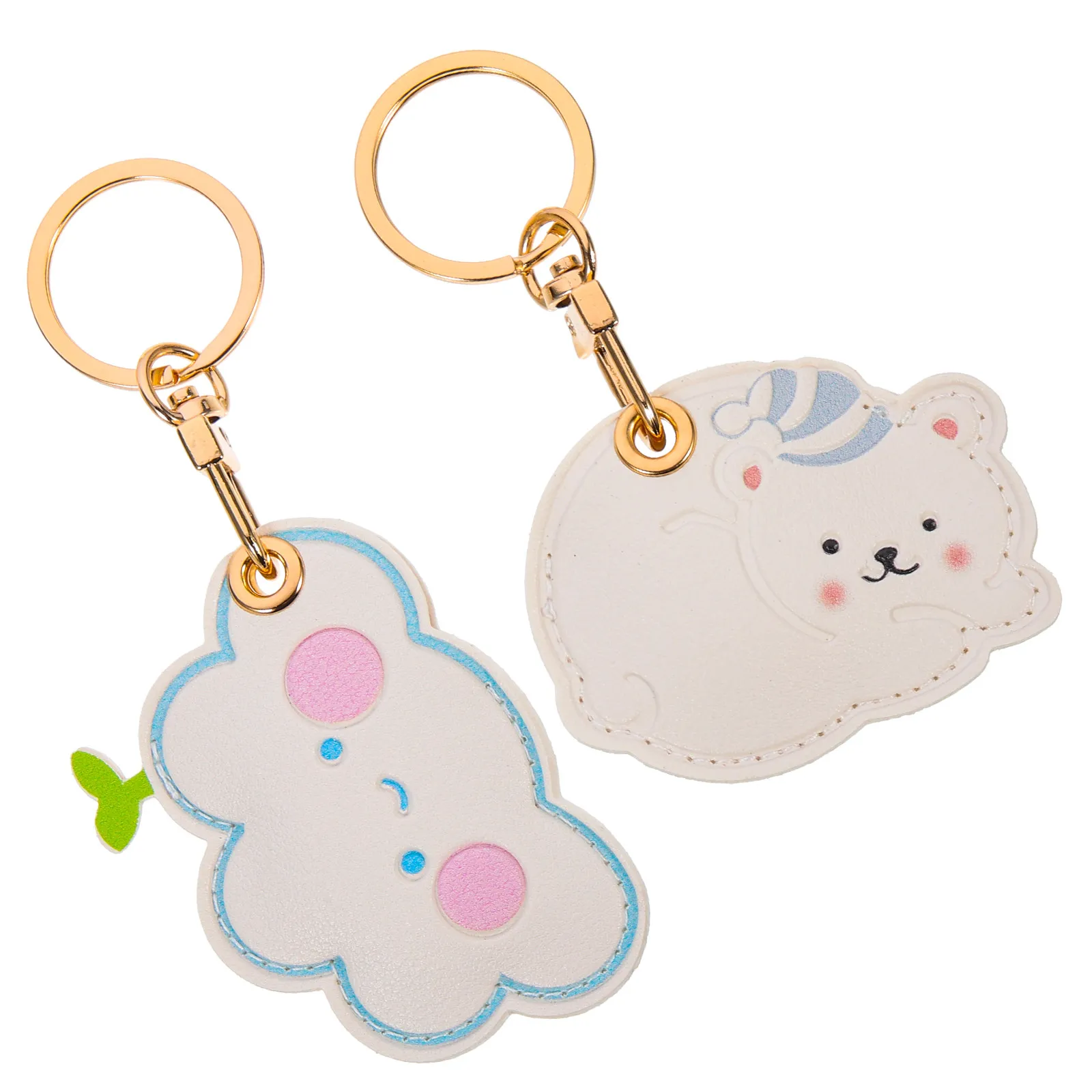

2Pcs PU Keychain Cover Cartoon Access Card Holder Key Ring Bag Pendant Key Fob Protector Entrance Guard Card Sleeve